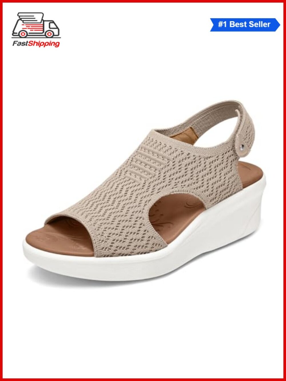 Women's Lightweight Walking Sandals Wedge Comfortable Beach Shoes